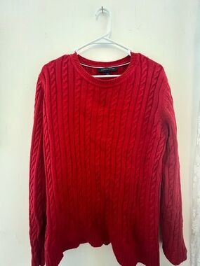 Tommy Hilfiger Red Cable Knit Sweater
